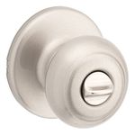 Kwikset Cove Interior Privacy Door Knob with Lock, Door Handle for Bathroom and Bedroom, Satin Nickel Keyless Turn Lock Doorknob, with Microban Protection