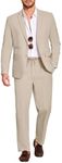 COOFANDY Men's 2 Piece Linen Suits Set Regular Fit Casual Lightweight Blazer Jacket and Pants