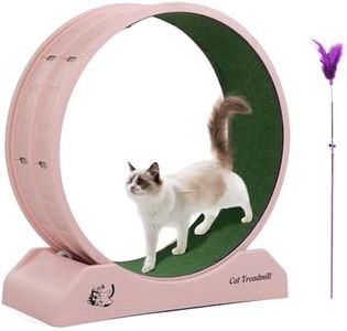 COZIWOW 31.5" Cat Treadmill Cat Exercise Wheel for Indoor Cats with Locking Mechanism Carpeted Runway Large Cat Wheel for Indoor Cats, Pink