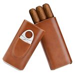 Cigar case Cedar Wood Lined - Cigar Travel case Cigar Cutter humidor case (Brown)