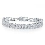 Peora Silver Plated AAA Swiss White Cubic Zirconia Dazzling Openable Bracelet Jewellery for Women and Girls