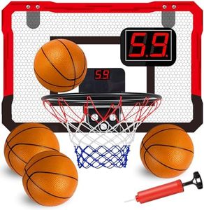 KAEGREEL Indoor Basketball Hoop for Kids 3 4 5 6 7 8 9 10 11 12 Year Old Mini Basketball Hoop & 4 Balls Audio Scoreboard Net Over The Door Room Basketball Interieur Game Gifts Toys for Boy Girl