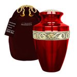 Trupoint Memorials Cremation Urn Extra Large - Handcrafted Memorial Ashes Urn for Men & Women, Extra Large Burial Urns for Adult Human Ashes - Large Urns for Human Ashes Adult - Red, up to 300 LBS