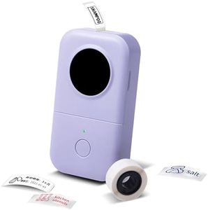 Label Printers-Phomemo D30 Bluetooth Label Maker Machine Sticker Printer,Thermal Labelling Machine for Home Office Organization, Purple, with one roll White Tape