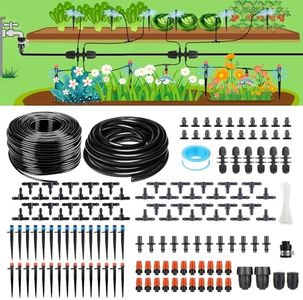 HEKIWAY 256FT Automatic Drip Irrigation System Kit,Automatic Garden Watering Misting System for Greenhouse, Yard, Plant ，Lawn with 1/2 inch Hose 1/4 inch Distribution Tubing and Accessories