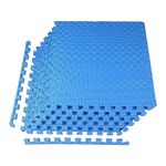 BalanceFrom Puzzle Exercise Mat with EVA Foam Interlocking Tiles for MMA, Exercise, Gymnastics and Home Gym Protective Flooring, One Inch Thick, 24 Square Feet, Blue