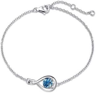 FANCIME London Blue Topaz Bracelet Sterling Silver Infinity November December Birthstone Bracelets for Women, Fine Jewelry Anniversary Birthday Graduation gifts for Her Mom