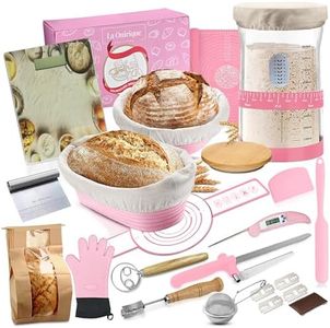 Super All-Inclusive Sourdough Starter Kit with Scale,41 Oz Starter Jar, 2 Banneton Proofing Baskets, Scraper, Scale, All Bread Making Tools(pink)