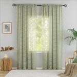 Sage Green Drapes 108 inches Long 2 Panels for Big Window Extra Long Flowy Bohemian Curtains for Dining Room 9 FT Tall Lace Crochet Curtains Light Green Curtains for High Ceiling Living Room