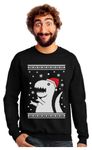 Trex Santa Sweatshirt Men Dinosaur Ugly Christmas Sweater Style Long Sleeve Medium Black