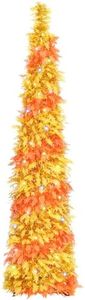 N&T NIETING Fall Tree Home Decor, Pop Up Tree with Lights & Timer & 8 Modes, Collapsible Tinsel Pencil Tree for Autumn Harvest Porch Thanksgiving Party Decorations, Wheat Gold
