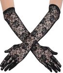 BAERFIT Ladies Lace Gloves | Long Floral Wedding Net Gloves for Women, Fashion Net Gloves, Full Finger Bridal Lace Gloves, Bridal Gloves Party Glove for Women Full Hand Gloves - 1 pair