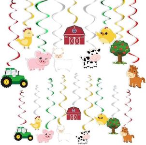 WERNNSAI Farm Animals Hanging Party Decorations - Barnyard Theme Party Supplies Hanging Swirl for Kids Birthday, Baby Shower Decor