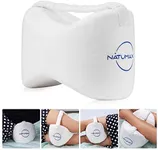 NATUMAX Knee Pillow for Side Sleepers - Sciatica Pain Relief - Back Pain, Leg Pain, Pregnancy, Hip and Joint Pain Memory Foam Leg Pillow + Free Sleep Mask and Ear Plugs - White