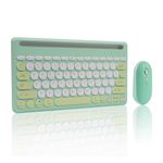 CHUYI Wireless Mouse and Bluetooth Keyboard with Stand Slot, Support 4 Devices for iPhone/iPad/Tablet/PC/Computer, 78Keys Rechargeable Retro Typewriter Keyboard for Windows/Android/iOS/Mac OS (Green)