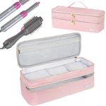 Travel Carrying Case Compatible with Revlon One-Step Hair Dryer Brush/Volumizer/Styler/Hot Tools,Double-Layer Storage Organizer Bag Compatible with Shark FlexStyle/Dyson Airwrap Styler,Pink(Bag Only)