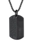 Black Cross Dog Tag Necklace for Men Bible Cross Tags Pendant with Chain Military Jewelry Gift for Him