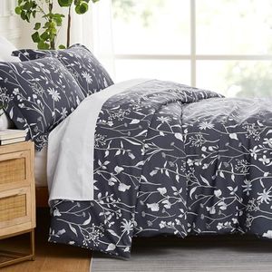 Southshore Fine Living, Inc. 3-Piece Comforter California King Size, Down Alternative All-Season Comforter with Matching Shams, Soft Floral Bedspread for California or King Bed, Secret Meadow Blue