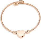 constantlife Cremation Bracelet for Ashes Memorial Jewelry Stainless Steel Heart Shape Urn Pendant Bangle Loved Ones Funeral Ashes Holder Keepsake Gift (A-Rose Gold)