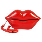 TelPal Red Mouth Telephone Wired Novelty Sexy Lip Phone Gift Cartoon Shaped Real Corded Landline Home Office Phones Furniture Decor