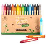 Honeysticks Jumbo Crayons (16 Pack) - Non Toxic Crayons for Kids - 100% Pure Beeswax and Food Grade Colours - 16 Bright Colours - Large Crayons, Easy to Hold and Use - Sustainably Made in New Zealand