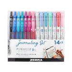 Zebra Pen Journaling Set, Includes 7 Mildliner Highlighters and 7 Sarasa Clip Retractable Gel Ink Pens, Assorted Colors, 14 Pack, 10014