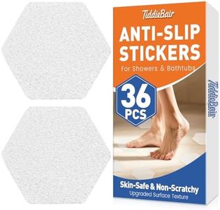 36 PCS Shower Floor Bathtub Non Slip Sticker, Anti Slip Shower Grip Stickers also for Stairs, Upgraded Textured Surface|Smooth Rubber Track Feel -- Skin-Friendly & Better Grip, Clear Hex 3.15”