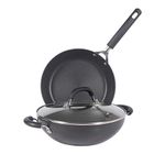 Circulon Origins 3pcs Non-Stick + Hard Anodized Cookware Set (26cm Frypan + 26cm Kadai with Interchangeable Lid)