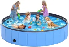 Instraella Extra Large Dog Pool Foldable Plastic Pool for Large Dogs,1mm Durable and Collapsible Pet Bathing Tub Portable Outside Swimming Pool for Kiddie and Dogs (120x20in)