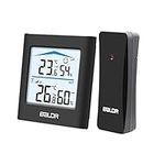 Wireless Weather Station with Outdoor Sensor,Digital Home Thermometer Hygrometer for Indoor Outdoor Temperature,Ajustable Backlight Indoor Outdoor Weather Stations for Bedroom,Office,Gardern(Black)