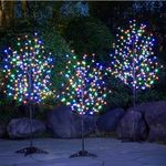 Lightshare Lighted Cherry Blossom Tree, 4FT, 5FT and 6FT, Pack of 3, Warm White to Multicolor, Decorate Home Garden, Summer, Wedding, Birthday, Christmas Holiday, Party, for Indoor and Outdoor Use