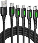 USB C Cable, INIU【5 Pack】3.1A QC3.0 Type C Cable Fast Charge, (1.6+3.3+3.3+6.6+6.6ft) Nylon Braided USB A to C Cable, USB C Charging Cord for iPhone 16/15 Pro Max Samsung S23 S22 S21 Note 10 LG Google