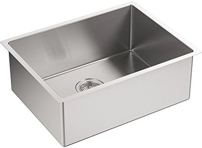 KOHLER K-5286-NA Strive 24 X 18-1/4 X 9-5/16-Inch Under-Mount Single Bowl Kitchen Sink with Basin -Rack, Stainless Steel, 1-Pack