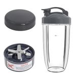 Blender 24OZ Cup Replacement Compatible with NutriBullet 600w Pro 900w Machine NB-101S NB-201, Flip Top to-Go Lid, Seal Lid and Extractor Blade Blender Accessories Kit by Poweka, Grey (24OZ)