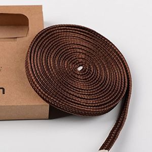 SHI JIAN Leather Silk Cotton Ito Sageo Cord for Japanese Katana Sword Tsuka Handle, Specialized Sageo- Dark Brown
