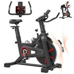 SogesPower Exercise Bike Indoor Cycling Bike Magnetic Resistance Stationary Bike Cycle Bike Fitness Bike Silent Belt Drive for Home Gym Workout with 45LBS flywheel Phone Ipad Mount Comfortable Seat Cushion&LCD Monitor