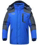 TBMPOY Men's Snowboard Winter Jacket Warm Fleece Lined Coat Windproof Skiing Hiking Mountain Waterproof Hooded Raincoat (Blue CA S)