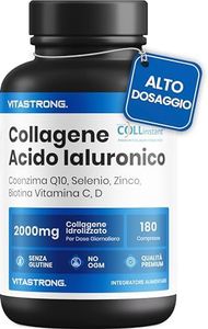 COLLAGENE IDROLIZZATO 2000MG Vitastrong - COLLinstant® Collagene e Acido Ialuronico con Biotina, Coenzima Q10, Zinco, Selenio, Vitamina C, Vitamina D - Formula Efficace - Qualità Premium