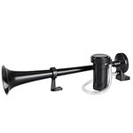 RUPSE 150DB Super Loud Car Horn,12V Single Trumpet Air Horn, Air Horns for Car Truck Lorrys Train Motorcycle Vehicles Boat (Black)