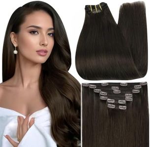 Full Shine Clip in Hair Extensions Human Hair Clip in Extensions Triple Weft Brazilian Hair Clip ins Dark Brown Hair Extensions Real Human Hair Clip ins Full Head 7 Pcs 18 Inch