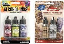 Ranger Tim Holtz Adirondack Alcohol Ink Bundle - Farmers Market Ink Set and Metallic Mixatives Ink Set