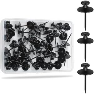 KURUI 60Pcs Double Headed Nails for Hanging Pictures, Wall Hangers Without Nails, Thumb Tacks for Wall, Renter Friendly Decor Push Pins for Tapestry Frame Art, no Nail Picture Hangers-Black