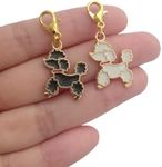 2 Pcs Gold Dog Clip on Charm, Poodl