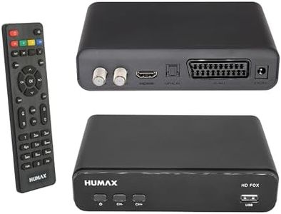 Humax Digital HD Fox Digital HD Satellite Receiver 1080P Digital HDTV Satellite Receiver with 12V Power Supply Camping - Astra Pre-Installed - HDMI, SCART, DVB-S/S2 PVR Ready