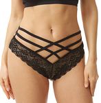 Sofishie Sexy Strappy Lace Panties, Black, Large