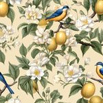 Fvlow Lemons Tree Floral Peel and Stick Wallpaper Vintage Beige Wallpaper Vinyl Wrap Kitchen Worktop Covering Self Adhesive Thick White Flowers Contact Paper for Cabinets Drawers Sticker 44.5cmx300cm