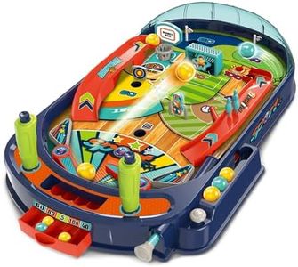 OLEOCA Kids Pinball Machine — Tabletop Arcade Game with Obstacles, Pull-Rod Launcher, Flippers, Scoring Targets, Pins & Mini Hoop, 1-2 Player Mini Pinball for Kids Ages 3+