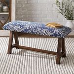 Hauteloom Spearman Entryway Bedroom Bench - Cotton Foot Stool - Blue, Cream, Beige - 34" x 12" x 16"