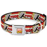 Buckle-Down DC-WTH005-S Dog Collar Seatbelt Buckle, Thor & Hammer Red/Yellow/White, 9"-15"