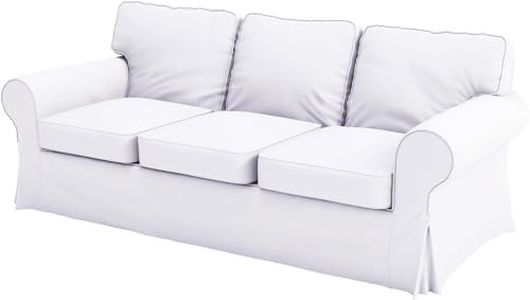 Ektorp 3 Seat Sofa Cotton Cover Replacement is Custom Made Slipcover Compatible for IKEA Ektorp Sofa Cover (White Flax Cotton)